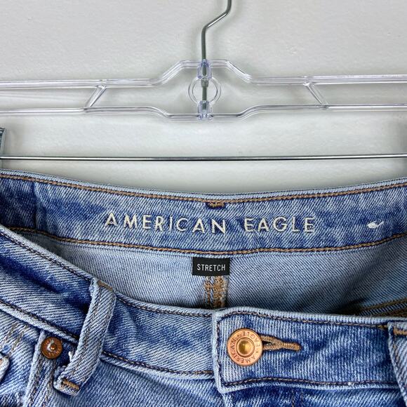 American Eagle Mom Jeans Distressed Medium Wash High Rise Stretch Size 4 Regular - Picture 13 of 13